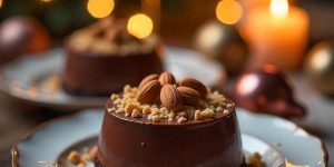 Mousse de chocolate negro con crocante de almendra