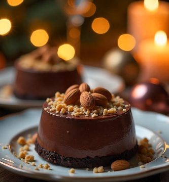 Mousse de chocolate negro con crocante de almendra